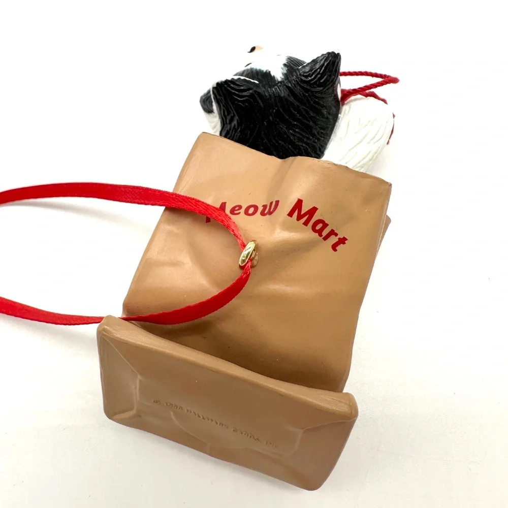 Hallmark Cat Ornaments 1990-1992 Meow Mart, Basket Bell Players, Holiday Wishes